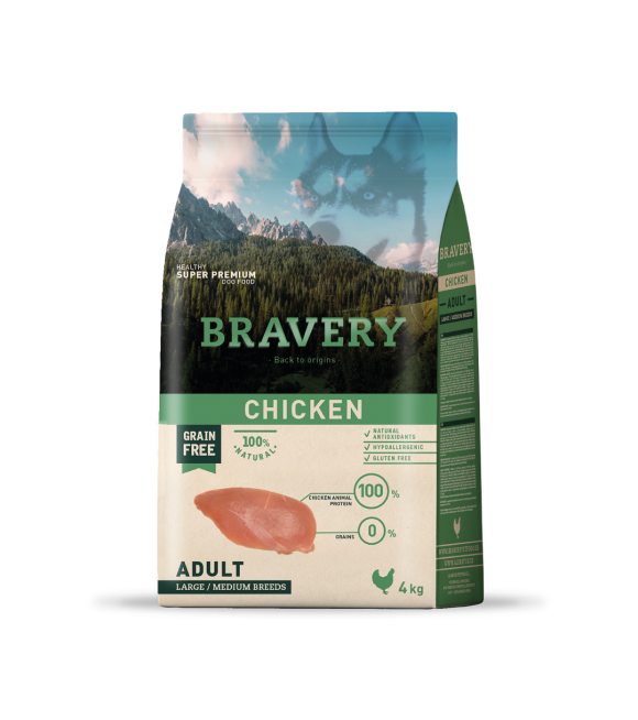 BRAVERY CHICKEN ADULT LARGE/MEDIUM BREEDS 4 kg.